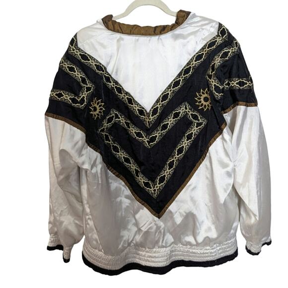 Vintage 1980's Embroidered Windbreaker Bomber Style Gallery Sport Jacket Large - Picture 9 of 9